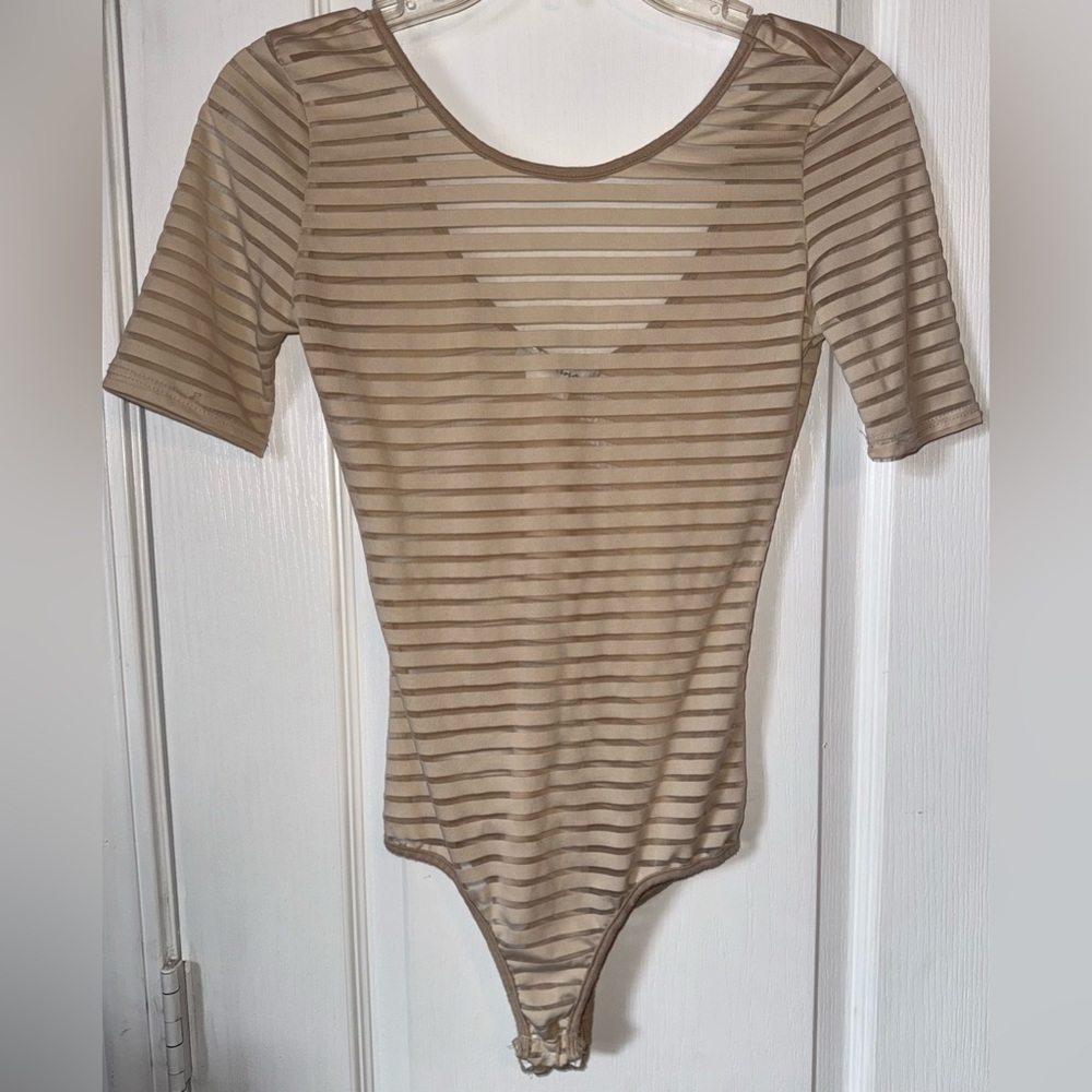 Jasmine Striped Beige Bodysuit Size M